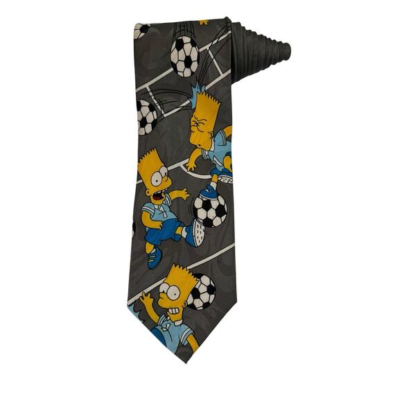 Balancine Hot Cakes The Simpsons BART Simpson Soccer Sports Vintage Necktie - Picture 1 of 7